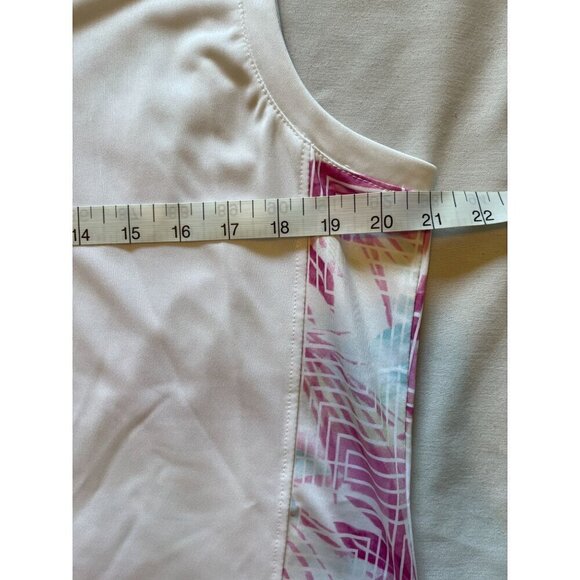 Pebble Beach XL Dry-Luxe Performance Sleeveles Polo Shirt Top White Pink Stretch - Picture 14 of 14